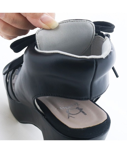 byあしながおじさん（バイアシナガオジサン）の「厚底ダブルリボンサンダル　8490103（サンダル・レディース・ラベンダー/ブラック/アイボリー・S/M/L/LL）」の18枚目の写真