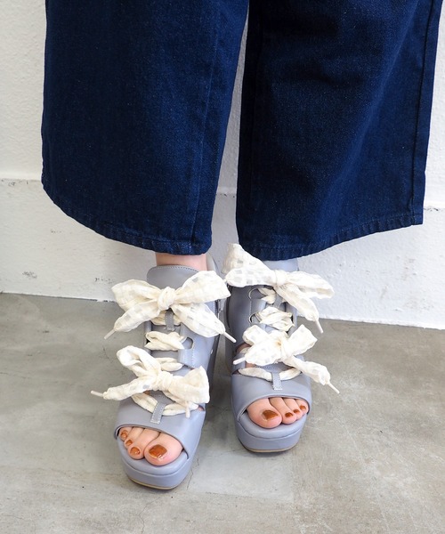 byあしながおじさん（バイアシナガオジサン）の「厚底ダブルリボンサンダル　8490103（サンダル・レディース・ラベンダー/ブラック/アイボリー・S/M/L/LL）」の20枚目の写真