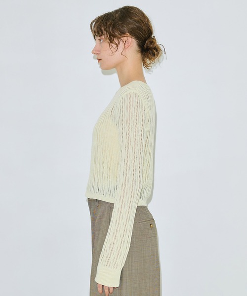 パブリックトウキョウ 161230009 ショート丈 メッシュ ニット 2022SS FREE 10112758 10112758 レースメッシュクロップドニット（ニット/セーター）｜PUBLIC