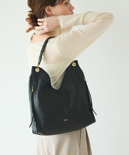 LOWELL things（ロウェル　シングス）の「Valley/かがりレザーワンショルダー（トートバッグ・レディース・ライトグレー/ブラック/グレー/アイボリー・フリー）」の3枚目の写真