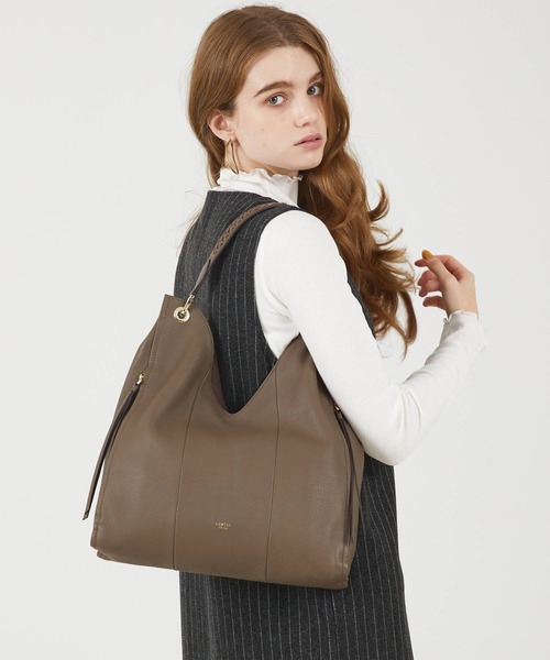 LOWELL things（ロウェル　シングス）の「Valley/かがりレザーワンショルダー（トートバッグ・レディース・ライトグレー/ブラック/グレー/アイボリー・フリー）」の4枚目の写真