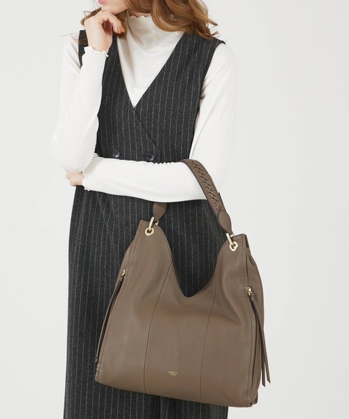 LOWELL things（ロウェル　シングス）の「Valley/かがりレザーワンショルダー（トートバッグ・レディース・ライトグレー/ブラック/グレー/アイボリー・フリー）」の5枚目の写真