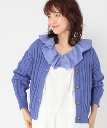 studio CLIP | 5ゲージストライプ編みクルーネックカーディガン(カーディガン/ボレロ)