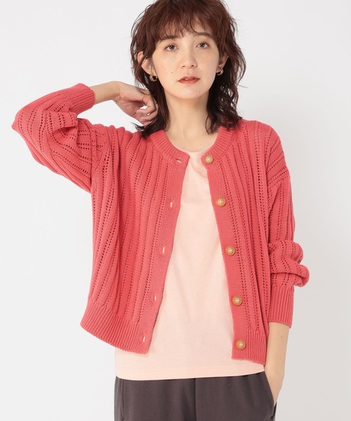 studio CLIP（スタディオクリップ）の「5ゲージストライプ編みクルーネックカーディガン（カーディガン/ボレロ・レディース・ブルー/レッド/イエロー・FREE）」の7枚目の写真