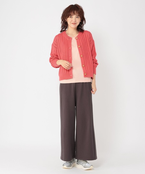 studio CLIP（スタディオクリップ）の「5ゲージストライプ編みクルーネックカーディガン（カーディガン/ボレロ・レディース・ブルー/レッド/イエロー・FREE）」の9枚目の写真