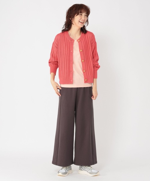 studio CLIP（スタディオクリップ）の「5ゲージストライプ編みクルーネックカーディガン（カーディガン/ボレロ・レディース・ブルー/レッド/イエロー・FREE）」の10枚目の写真