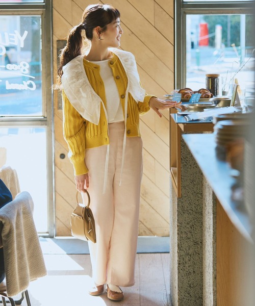 studio CLIP（スタディオクリップ）の「5ゲージストライプ編みクルーネックカーディガン（カーディガン/ボレロ・レディース・ブルー/レッド/イエロー・FREE）」の13枚目の写真