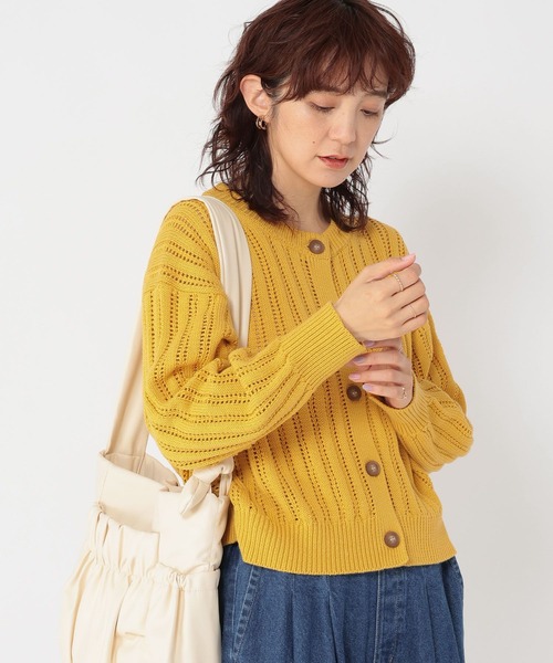 studio CLIP（スタディオクリップ）の「5ゲージストライプ編みクルーネックカーディガン（カーディガン/ボレロ・レディース・ブルー/レッド/イエロー・FREE）」の17枚目の写真