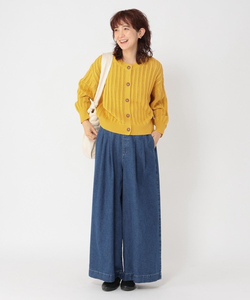 studio CLIP（スタディオクリップ）の「5ゲージストライプ編みクルーネックカーディガン（カーディガン/ボレロ・レディース・ブルー/レッド/イエロー・FREE）」の18枚目の写真