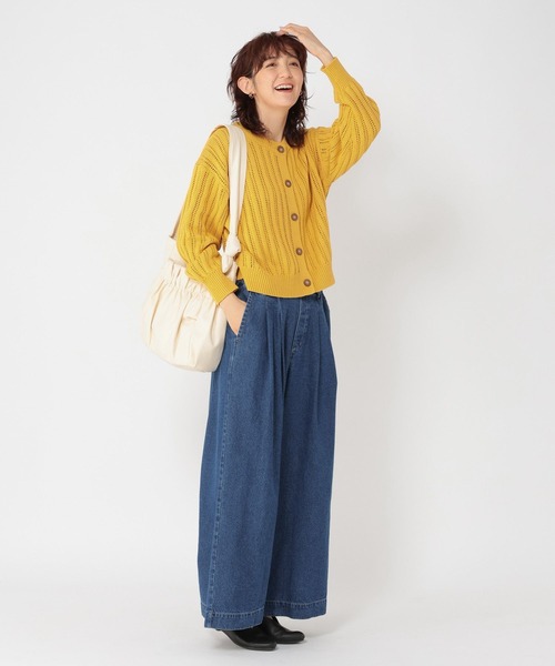 studio CLIP（スタディオクリップ）の「5ゲージストライプ編みクルーネックカーディガン（カーディガン/ボレロ・レディース・ブルー/レッド/イエロー・FREE）」の20枚目の写真