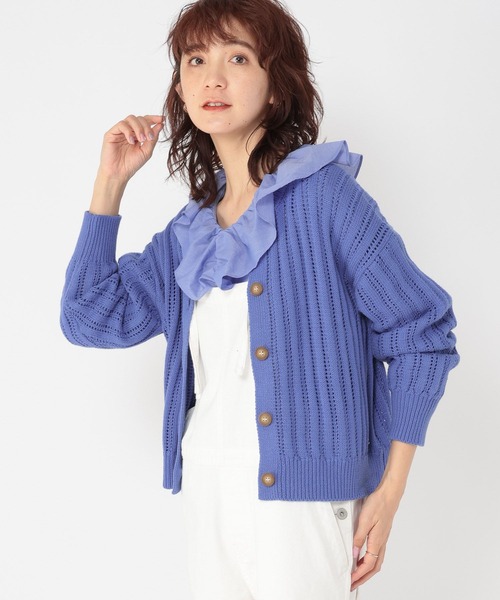 studio CLIP（スタディオクリップ）の「5ゲージストライプ編みクルーネックカーディガン（カーディガン/ボレロ・レディース・ブルー/レッド/イエロー・FREE）」の21枚目の写真