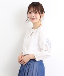 【コットン100%/刺繍入り】ウェストウェル バンチ柄刺繍ブラウス