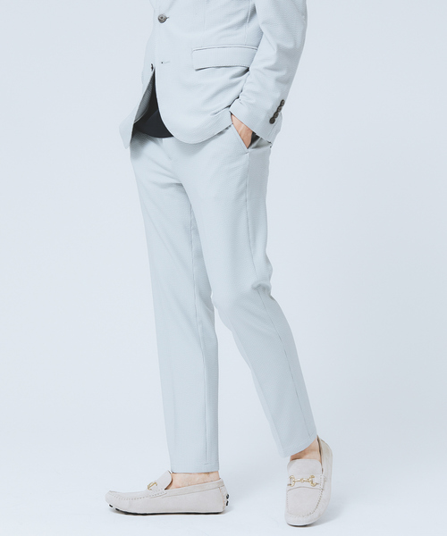 【春夏UA取扱】CARUSO サイドアジャスタースラックス46（M〜L）ベージュ Adjustable Fit】ウォッシャブルウールトロピカルスラックス