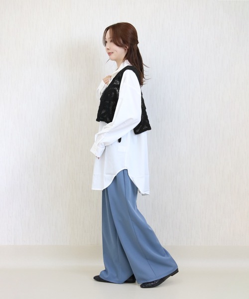 Social GIRL(ソーシャルガール)の「クロシェ編みショートベスト(ベスト・レディース・ブラック/アイボリー・M)」の13枚目の写真