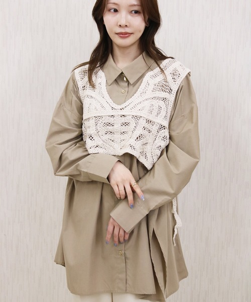 Social GIRL(ソーシャルガール)の「クロシェ編みショートベスト(ベスト・レディース・ブラック/アイボリー・M)」の15枚目の写真