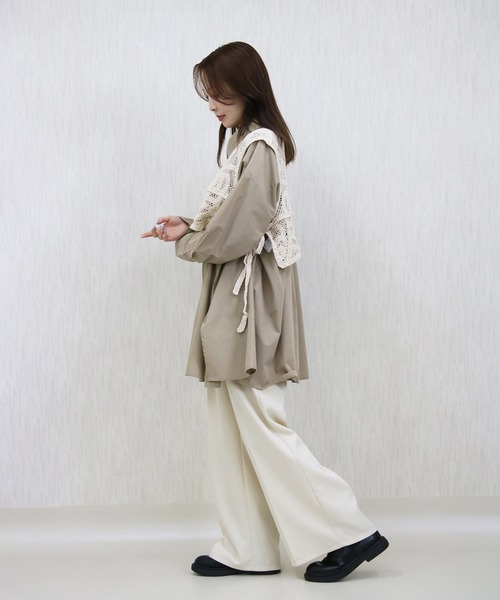 Social GIRL(ソーシャルガール)の「クロシェ編みショートベスト(ベスト・レディース・ブラック/アイボリー・M)」の5枚目の写真