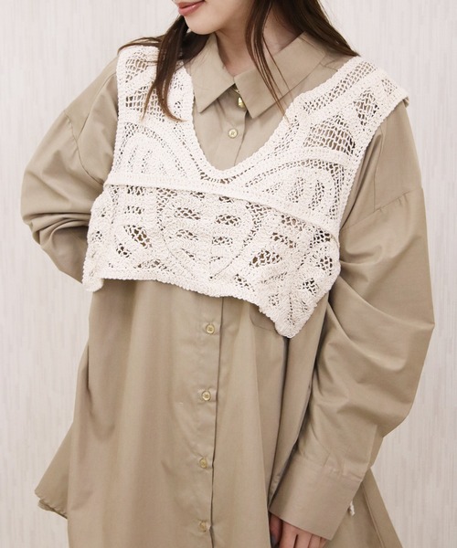 Social GIRL(ソーシャルガール)の「クロシェ編みショートベスト(ベスト・レディース・ブラック/アイボリー・M)」の20枚目の写真