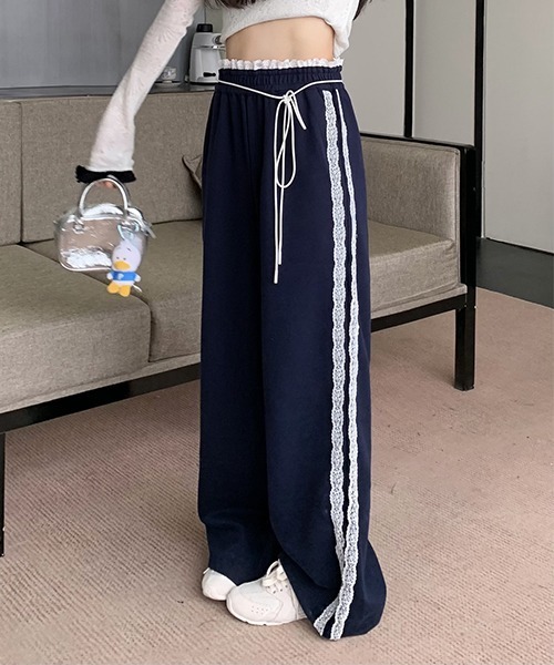 c.u.l(シーユーエル)の「フリルダブルウエスト サイドフリルライン スウェットパンツ culw813(スウェットパンツ・レディース・ネイビー/グレー/ブラック・L/M)」の3枚目の写真