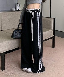 フリルダブルウエスト サイドフリルライン スウェットパンツ culw813