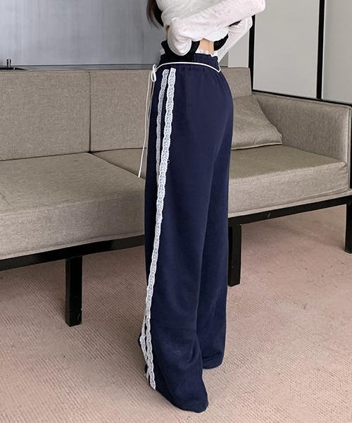 c.u.l(シーユーエル)の「フリルダブルウエスト サイドフリルライン スウェットパンツ culw813(スウェットパンツ・レディース・ネイビー/グレー/ブラック・L/M)」の5枚目の写真