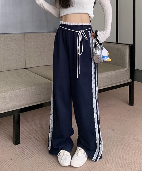 c.u.l(シーユーエル)の「フリルダブルウエスト サイドフリルライン スウェットパンツ culw813(スウェットパンツ・レディース・ネイビー/グレー/ブラック・L/M)」の6枚目の写真