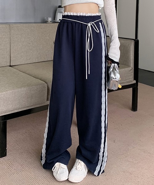 c.u.l(シーユーエル)の「フリルダブルウエスト サイドフリルライン スウェットパンツ culw813(スウェットパンツ・レディース・ネイビー/グレー/ブラック・L/M)」の8枚目の写真