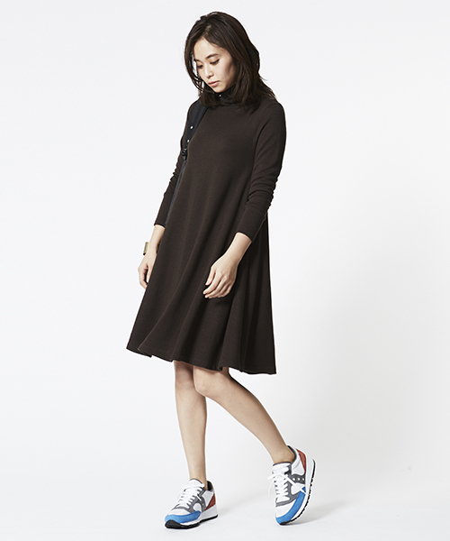 Elforbr エルフォーブル の ウール混ポンチハイネックフレアワンピース ワンピース Wear