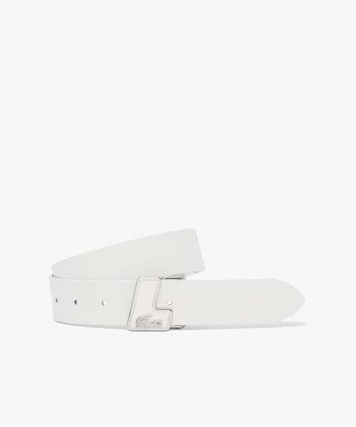 LACOSTE(ラコステ)の「イニシャルバックルレザーベルト(ベルト・メンズ・ネイビー/ホワイト/ブラック・FREE)」の2枚目の写真