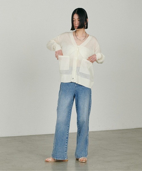 LARUTA（ラルータ）の「【LARUTA】シアーWポケットミドルカーディガン（カーディガン/ボレロ・レディース・ホワイト/ライトグレー/ミント/ブラック・FREE）」の9枚目の写真