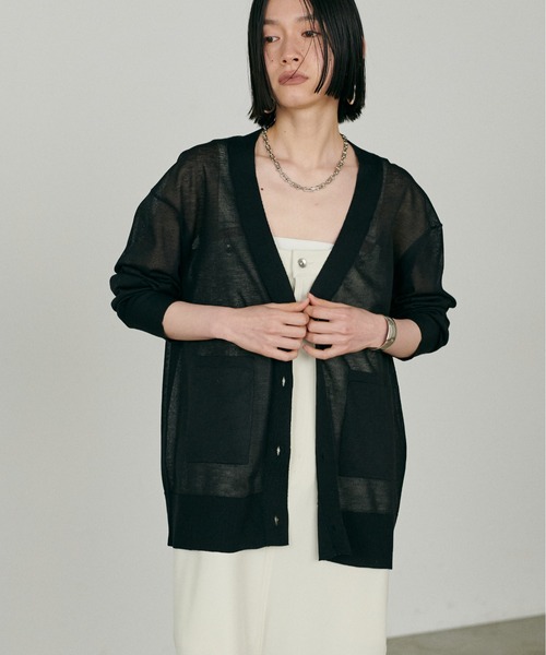 LARUTA（ラルータ）の「【LARUTA】シアーWポケットミドルカーディガン（カーディガン/ボレロ・レディース・ホワイト/ライトグレー/ミント/ブラック・FREE）」の12枚目の写真