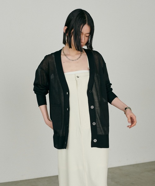 LARUTA（ラルータ）の「【LARUTA】シアーWポケットミドルカーディガン（カーディガン/ボレロ・レディース・ホワイト/ライトグレー/ミント/ブラック・FREE）」の13枚目の写真