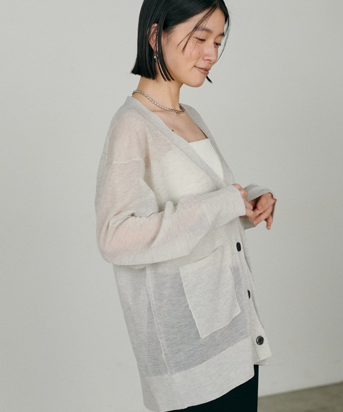 LARUTA（ラルータ）の「【LARUTA】シアーWポケットミドルカーディガン（カーディガン/ボレロ・レディース・ホワイト/ライトグレー/ミント/ブラック・FREE）」の18枚目の写真