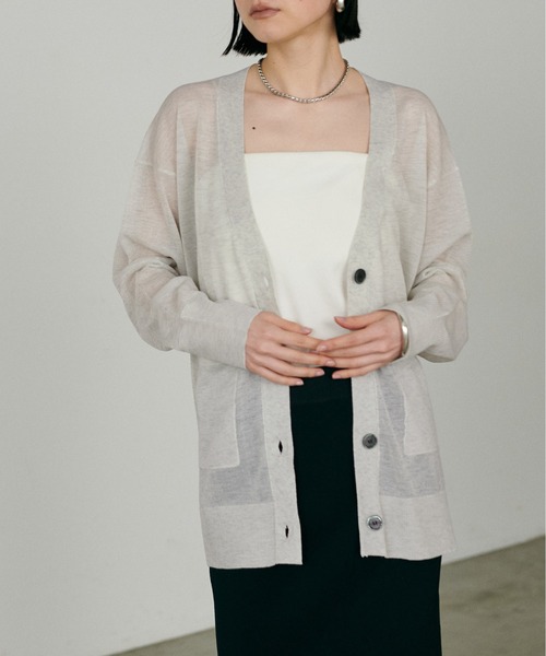 LARUTA（ラルータ）の「【LARUTA】シアーWポケットミドルカーディガン（カーディガン/ボレロ・レディース・ホワイト/ライトグレー/ミント/ブラック・FREE）」の15枚目の写真