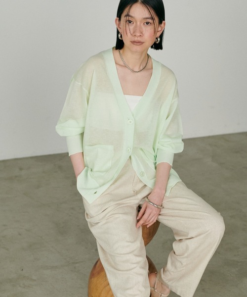 LARUTA（ラルータ）の「【LARUTA】シアーWポケットミドルカーディガン（カーディガン/ボレロ・レディース・ホワイト/ライトグレー/ミント/ブラック・FREE）」の22枚目の写真