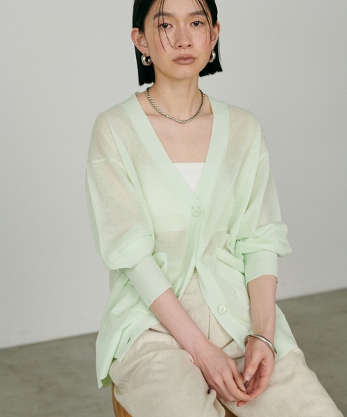 LARUTA（ラルータ）の「【LARUTA】シアーWポケットミドルカーディガン（カーディガン/ボレロ・レディース・ホワイト/ライトグレー/ミント/ブラック・FREE）」の21枚目の写真