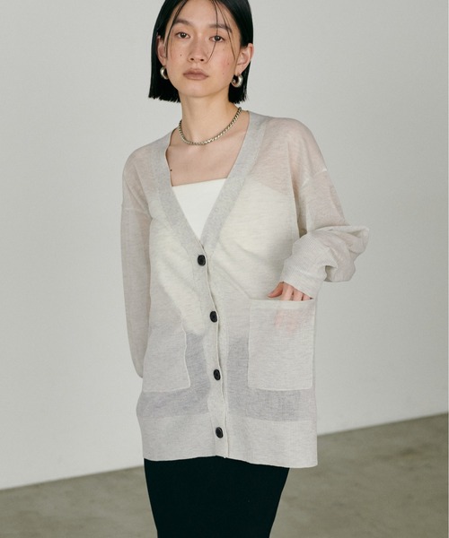 LARUTA（ラルータ）の「【LARUTA】シアーWポケットミドルカーディガン（カーディガン/ボレロ・レディース・ホワイト/ライトグレー/ミント/ブラック・FREE）」の17枚目の写真