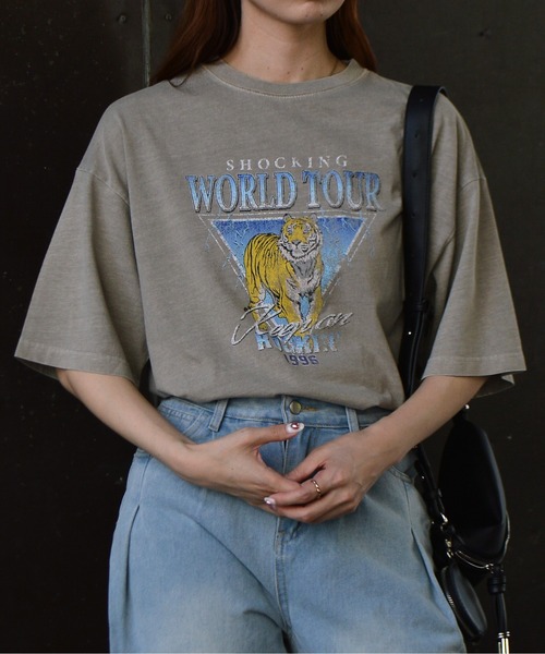 spiritoso(スピリトーゾ)の「【spiritoso】World TourタイガープリントTシャツ(Tシャツ/カットソー・レディース・グレイッシュベージュ/サックスブルー/ブラウン/グリーン系/ラベンダー・FREE)」の17枚目の写真