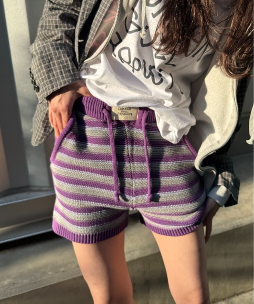 common gull products.(コモンガルプロダクツ)の「初夏の息吹感じるニットショーパン(その他パンツ・レディース・ネイビー/グレー・SMALL/MEDIUM)」の1枚目の写真
