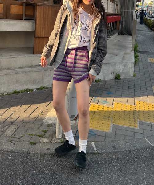 common gull products.(コモンガルプロダクツ)の「初夏の息吹感じるニットショーパン(その他パンツ・レディース・ネイビー/グレー・SMALL/MEDIUM)」の5枚目の写真