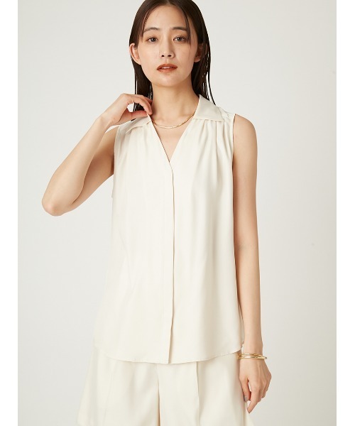 FRAY I.D（フレイアイディー）の「ウォッシャブルクールサテンノースリブラウス／ウォッシャブル・接触冷感（シャツ/ブラウス・レディース・アイボリー/ブラウン/ピンク・FREE）」の17枚目の写真