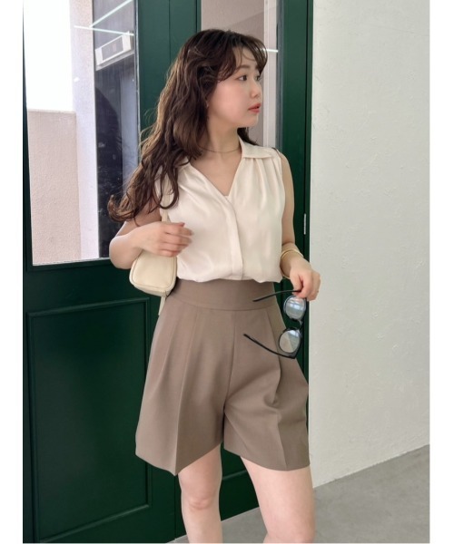 FRAY I.D（フレイアイディー）の「ウォッシャブルクールサテンノースリブラウス／ウォッシャブル・接触冷感（シャツ/ブラウス・レディース・アイボリー/ブラウン/ピンク・FREE）」の9枚目の写真