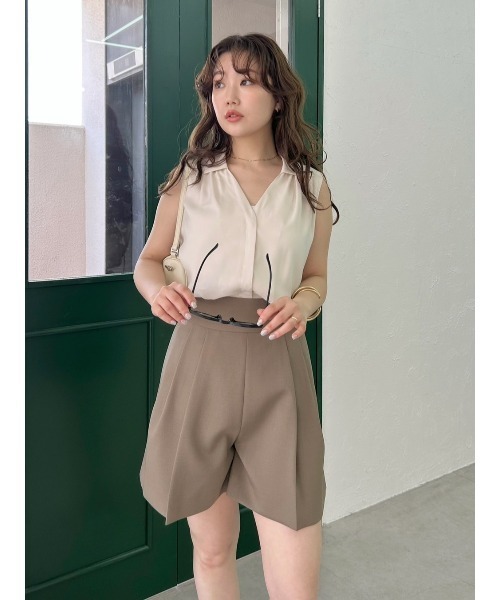 FRAY I.D（フレイアイディー）の「ウォッシャブルクールサテンノースリブラウス／ウォッシャブル・接触冷感（シャツ/ブラウス・レディース・アイボリー/ブラウン/ピンク・FREE）」の12枚目の写真