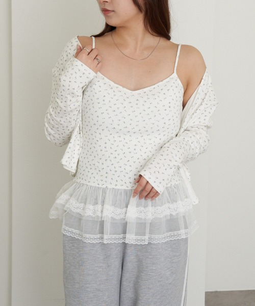 RAY CASSIN（レイカズン）の「パターンメッシュフリルキャミSET（カーディガン/ボレロ・レディース・ライトグレー/ブルー系その他2/ホワイト系その他2/ブルー/ネイビー・FREE）」の12枚目の写真