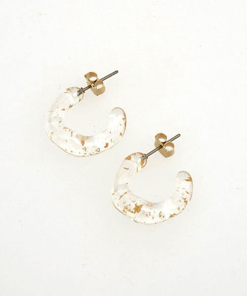 an meets zakka(アンミツザッカ)の「an meets zakka ラメインレジングニャグニャフープピアス(ピアス(両耳用)・レディース・グレー系/ブラウン系/シルバー系/ゴールド系・ONESIZE)」の4枚目の写真