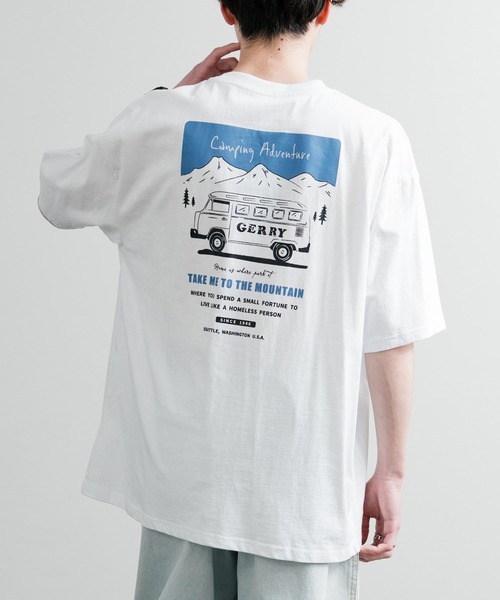 GERRY(ジェリー)の「GERRY ジェリー オーバーサイズワンポイントロゴ刺繍バックプリント半袖クルーネックTシャツ(Tシャツ/カットソー・メンズ・ブラック/ホワイト系/ホワイト系1/ブルー/アッシュグレー/グレー系/ブルー系/ブラック系/ブルー系1/ホワイト/グレー系1/ブラック系1・M/L/LL)」の3枚目の写真