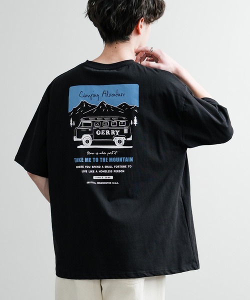 GERRY(ジェリー)の「GERRY ジェリー オーバーサイズワンポイントロゴ刺繍バックプリント半袖クルーネックTシャツ(Tシャツ/カットソー・メンズ・ブラック/ホワイト系/ホワイト系1/ブルー/アッシュグレー/グレー系/ブルー系/ブラック系/ブルー系1/ホワイト/グレー系1/ブラック系1・M/L/LL)」の6枚目の写真