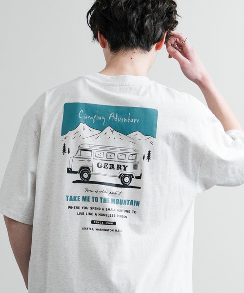 GERRY(ジェリー)の「GERRY ジェリー オーバーサイズワンポイントロゴ刺繍バックプリント半袖クルーネックTシャツ(Tシャツ/カットソー・メンズ・ブラック/ホワイト系/ホワイト系1/ブルー/アッシュグレー/グレー系/ブルー系/ブラック系/ブルー系1/ホワイト/グレー系1/ブラック系1・M/L/LL)」の8枚目の写真
