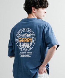 GERRY ジェリー オーバーサイズワンポイントロゴ刺繍バックプリント半袖クルーネックTシャツ
