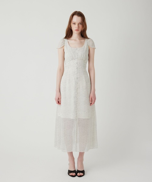 シフォンドットロングワンピース（ワンピース）｜DEICY