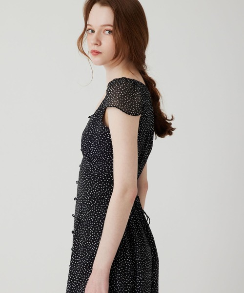 4141 DEICY デイシー 新品 ドット柄ワンピース シフォン フリル シフォンドットロングワンピース（ワンピース）｜DEICY
